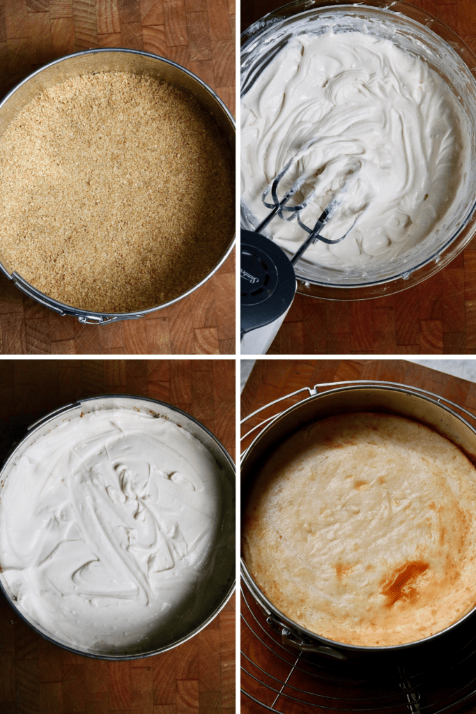 step by step photos how to make New York style baked vegan cheesecake