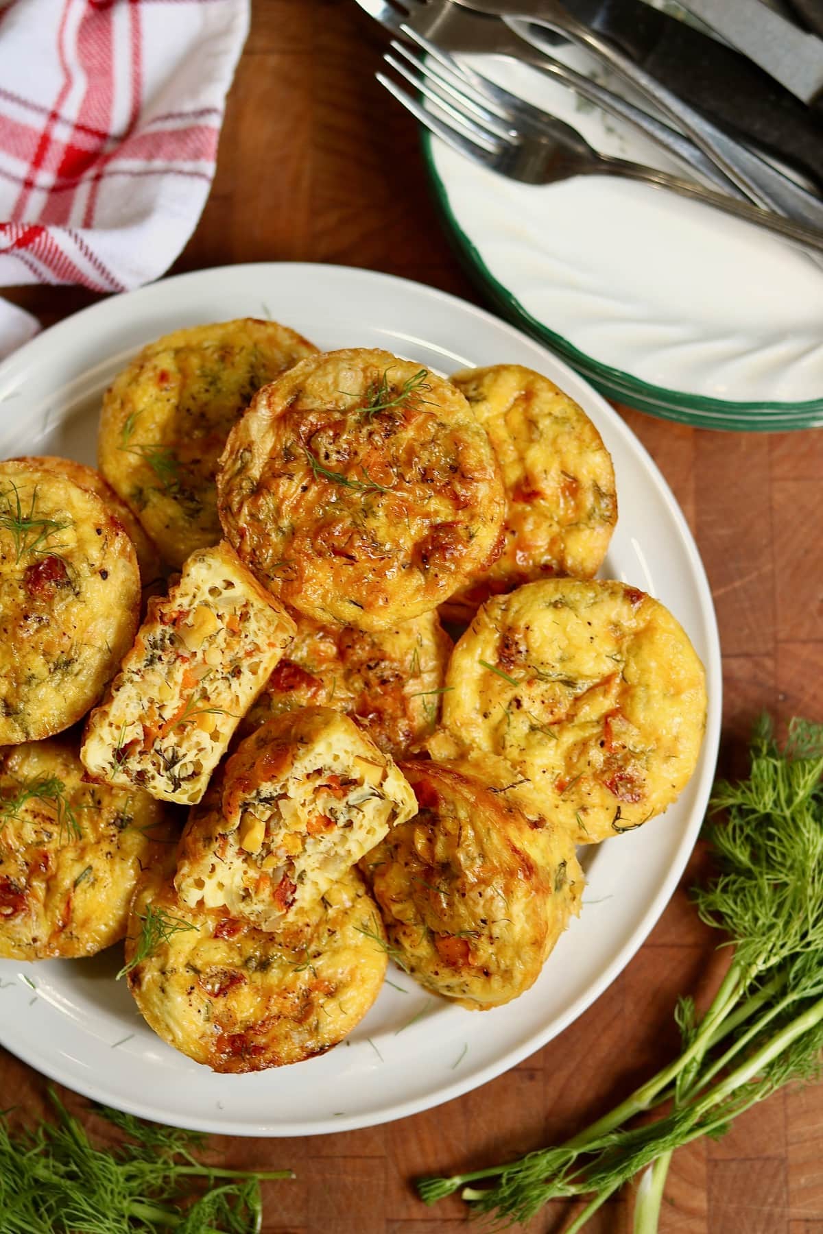 vegan just egg bites on a breakfast platter