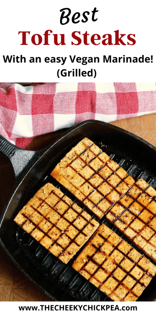 marinated tofu being grilled in a pan