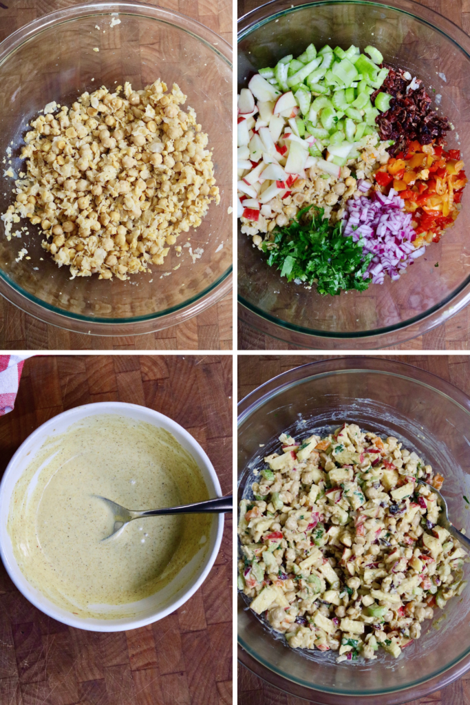 step by step photos how to make curried chickpea salad wraps