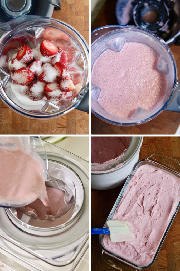 step by step photos how to make vegan strawberry ice cream