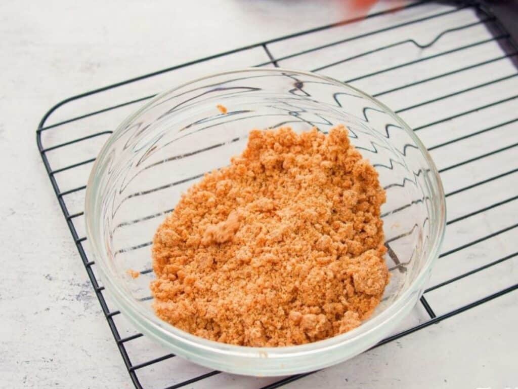 glass bowl filled with crumble