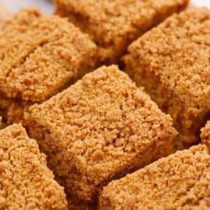 squares of coffee cake on plate