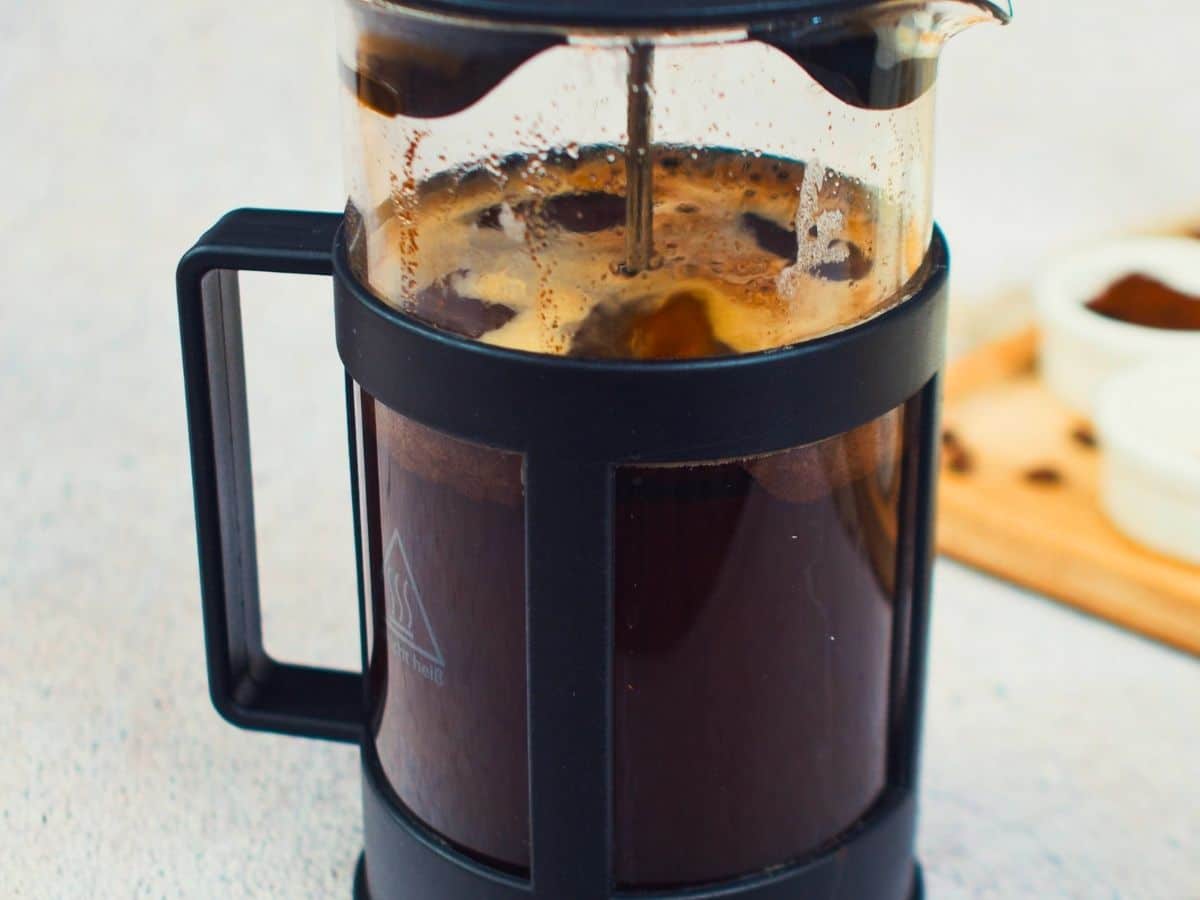 french press of coffee