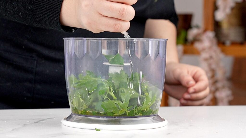 herbs in food processor