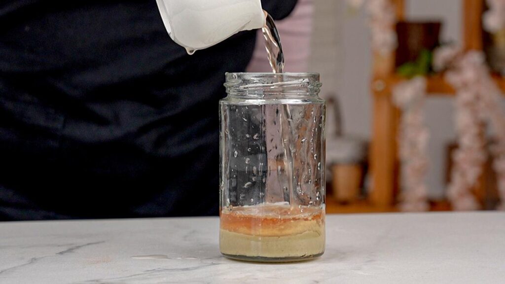 jar of tahini and lemon juice