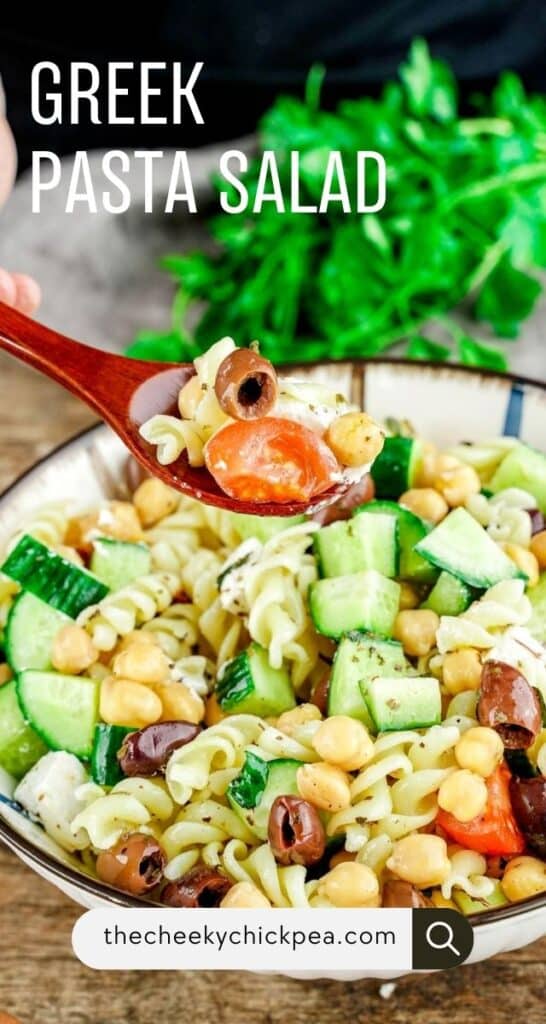 Vegan Greek Pasta Salad - The Cheeky Chickpea
