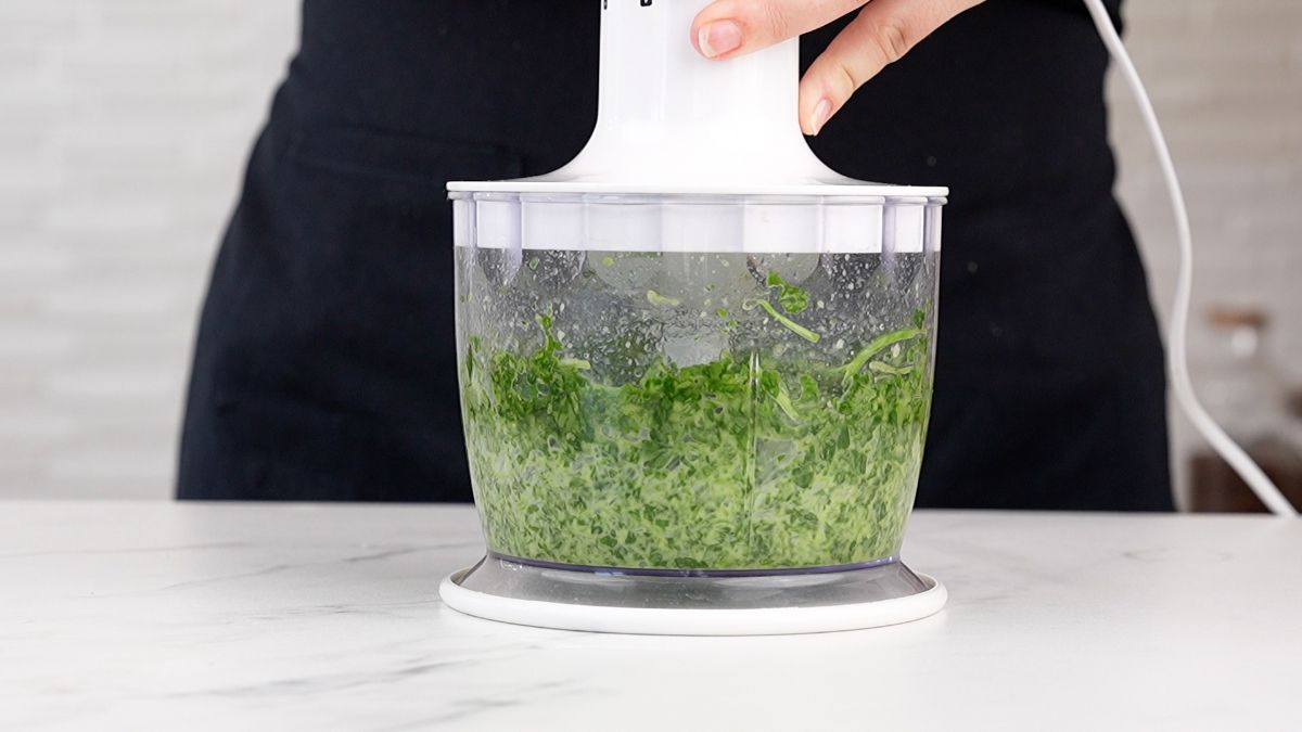 food processor of pesto