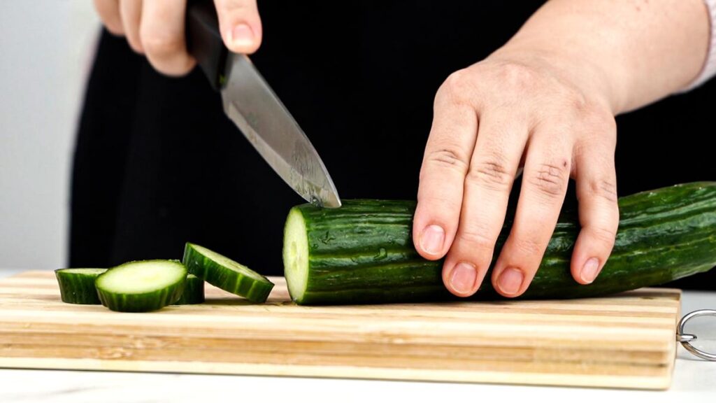 hand slicing cucumber