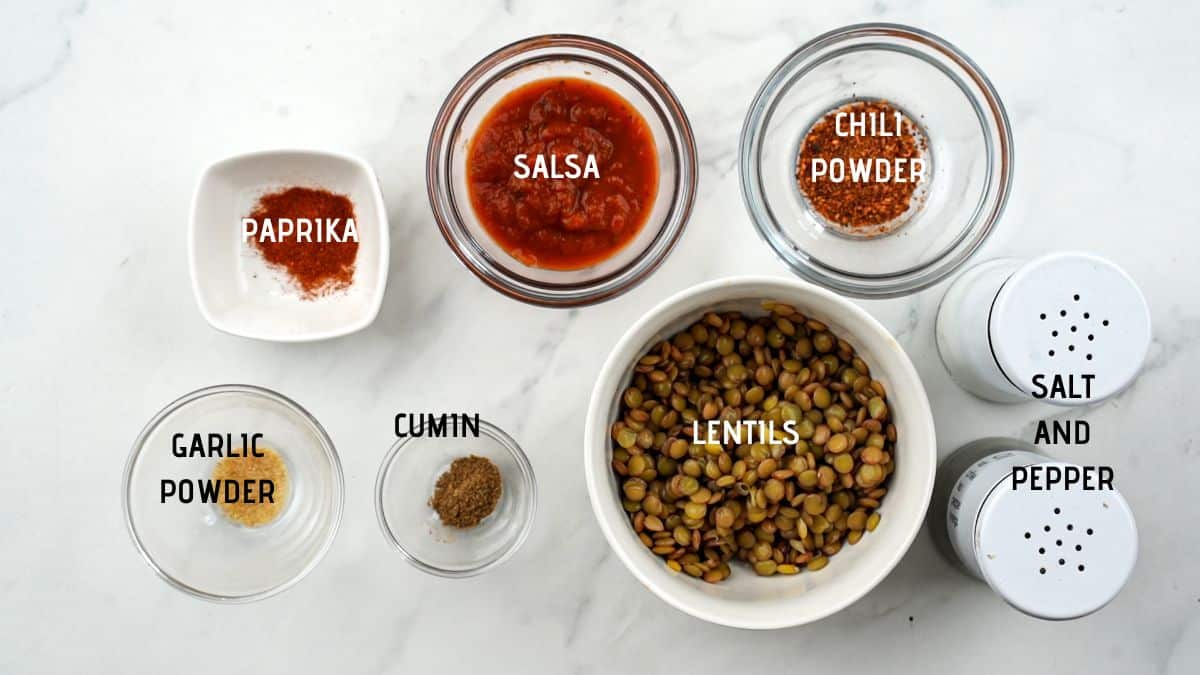 bowls of ingredients on marble table