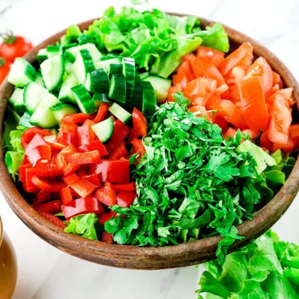 Easy Salad with Vegan Caesar Dressing