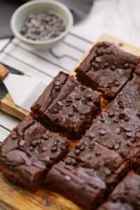 gluten free brownies sliced on cutting board