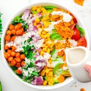 chopped salad with bbq chickpeas