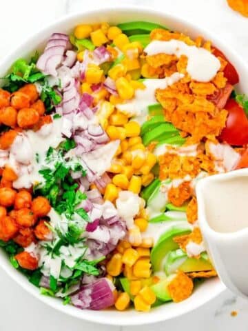 chopped salad with bbq chickpeas