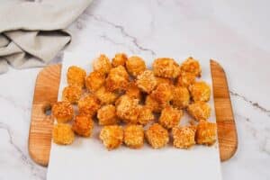 fried tofu cubes on paper towel