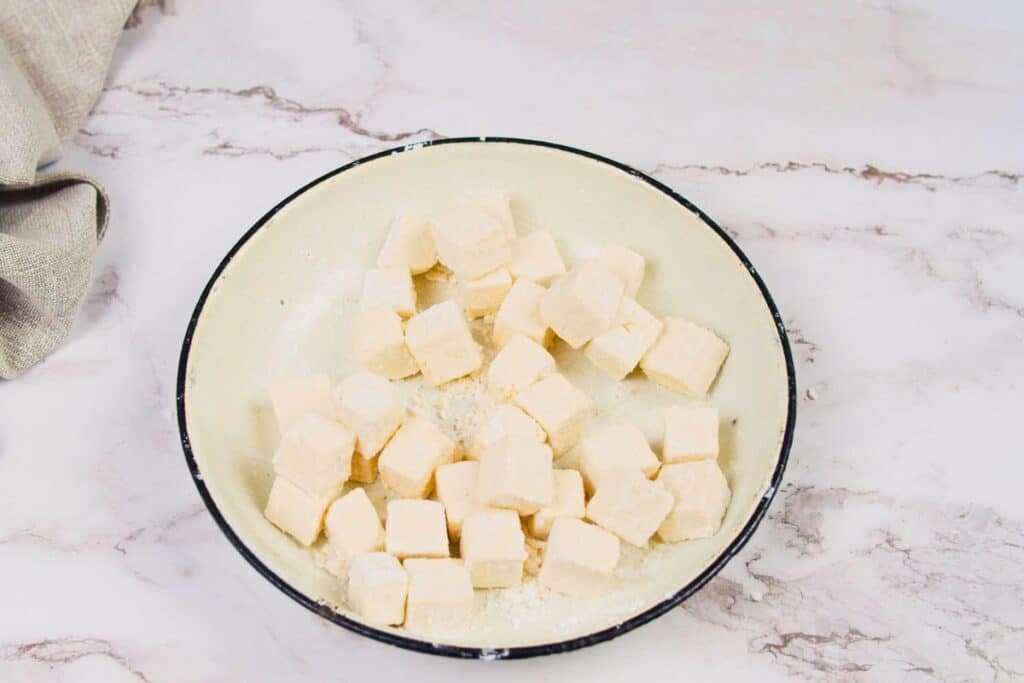 bowl of cubed tofu