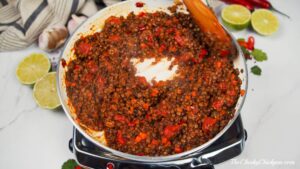 lentil mixture in skillet