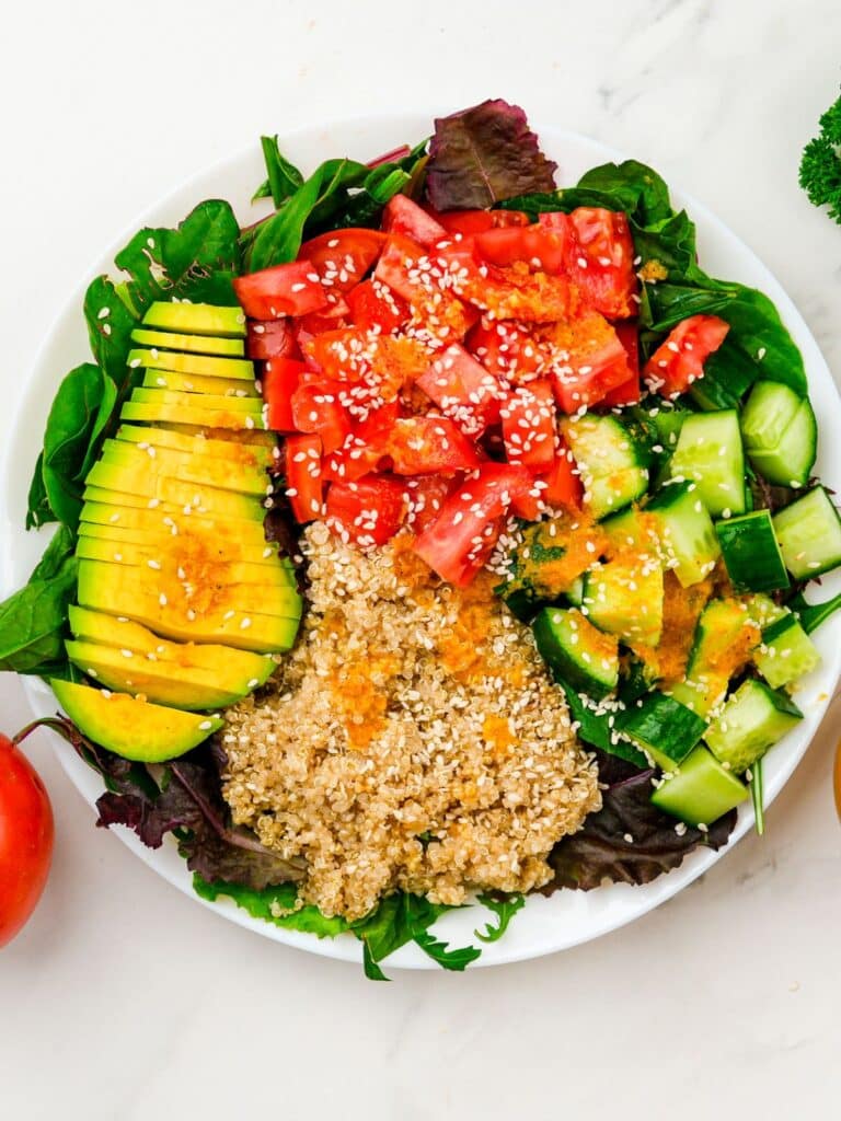 Pressure Cooked Beef Salad With Avocado And Cherry Tomatoes Reference: Quinoa Avocado Salad With Turmeric Dressing