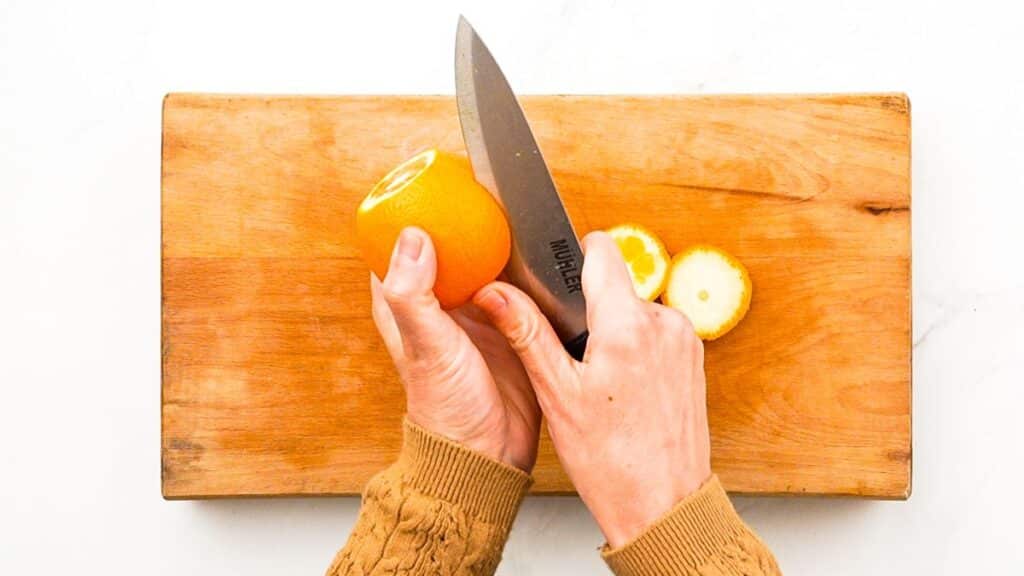orange being sliced